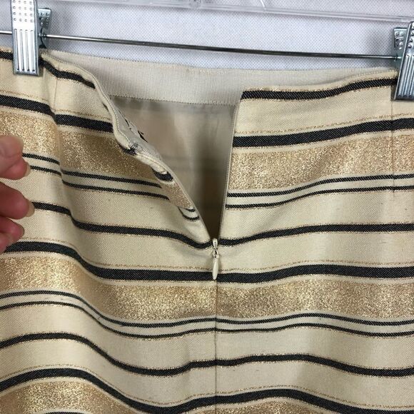 J.Crew Gold Metallic Stripped Skirt Sz8 - Picture 5 of 7